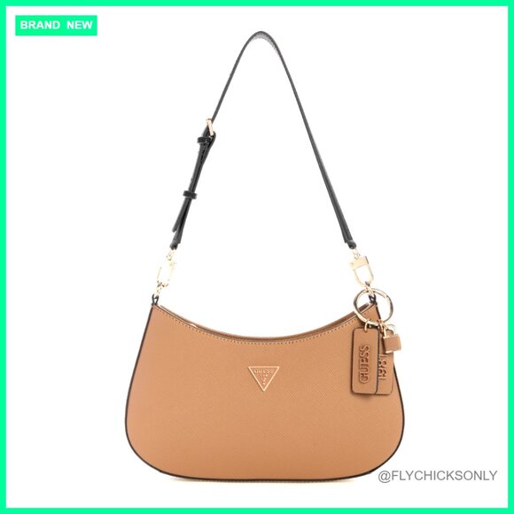 Tan Multi PU Satchel Shoulder Bag with Zip Closure and Back Pocket